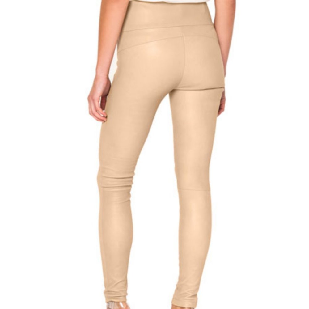 NWT Auc LaMarque Ama Stretchy Leather Skinny Beige Pants - Picture 8 of 14